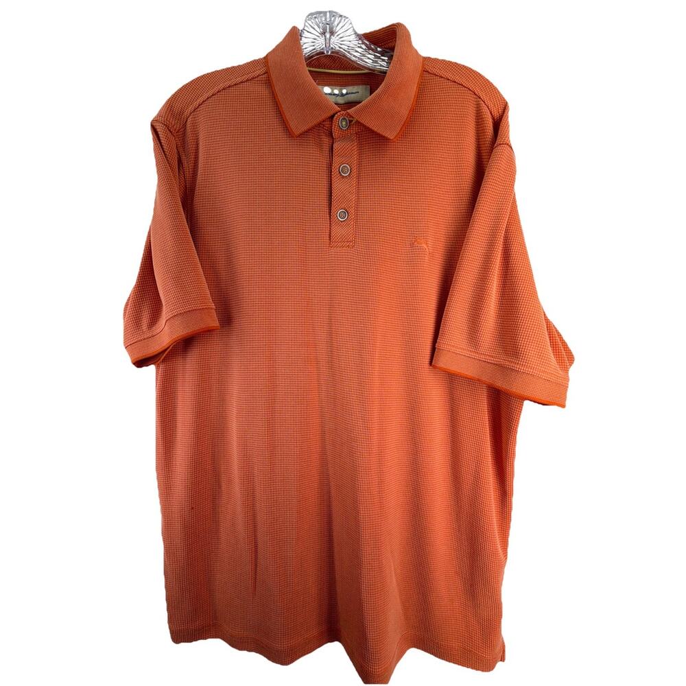 Tommy Bahama Marlin Logo Modal Polo Golf Shirt Medium Orange Casual Classic